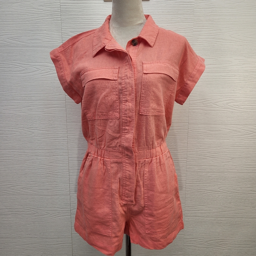 NWT Universal Thread Coral Linen Blend Romper Size 6